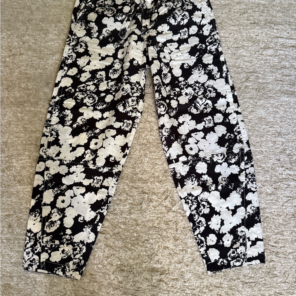 Everlane Floral Black and White Pants